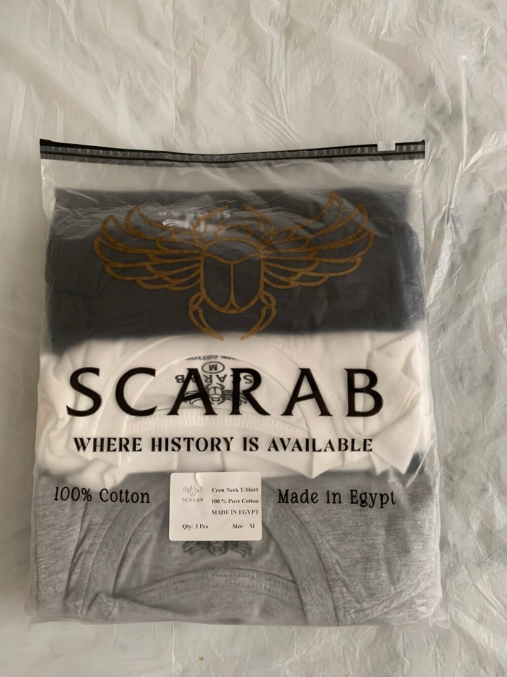 Crew Neck T-Shirt 100 % Cotton Egypt Men’s Medium 3 PACK – NEW